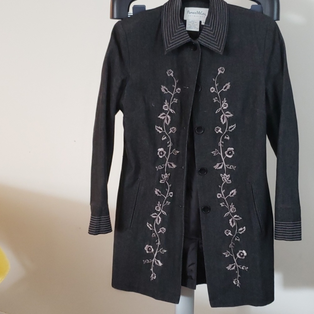 Pamela McCoy Black  Denim Duster